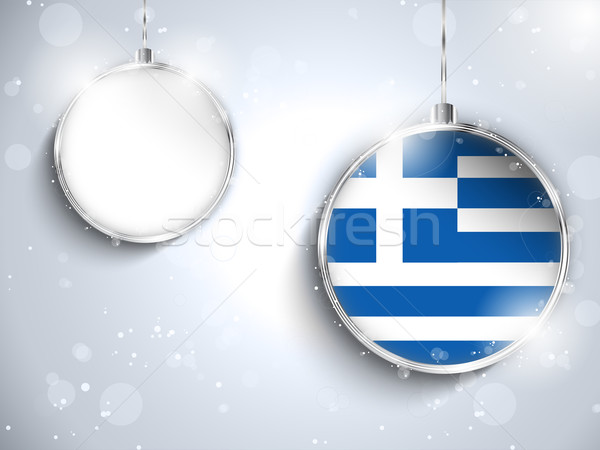 Foto stock: Alegre · Navidad · plata · pelota · bandera · Grecia