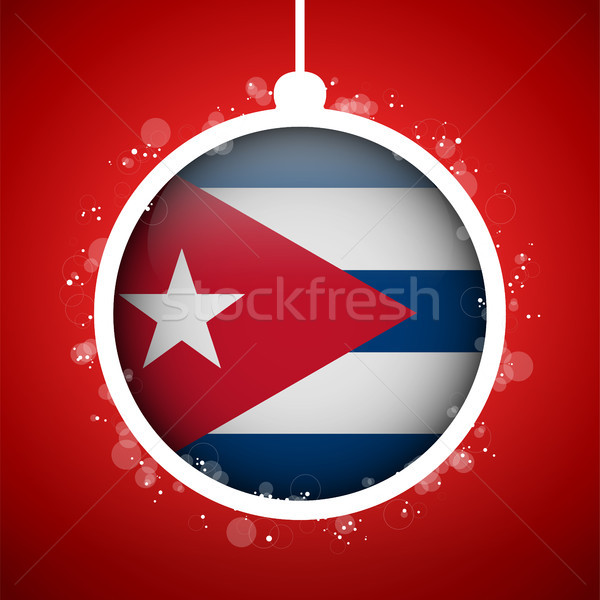 Neşeli Noel kırmızı top bayrak Küba Stok fotoğraf © gubh83