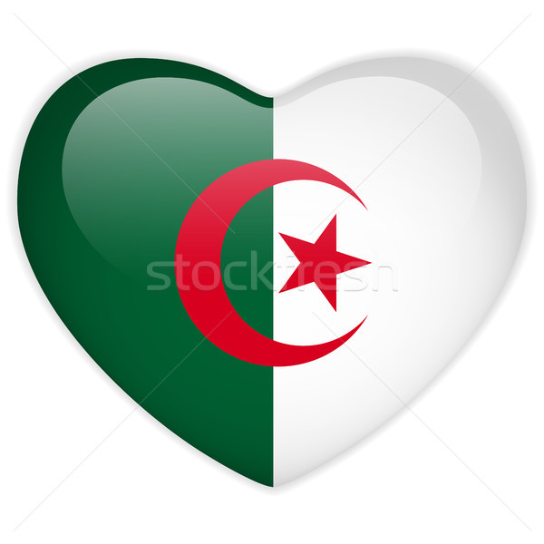 Algeria Flag Heart Glossy Button Stock photo © gubh83