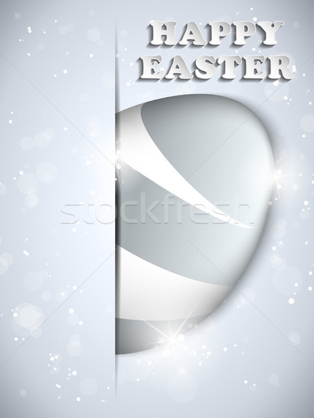 Happy Easter Silver Egg Shiny Metal Stock photo © gubh83