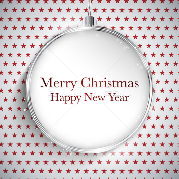 Merry Christmas Happy New Year Ball Silver  on Star Seamless Pat Stock photo © gubh83