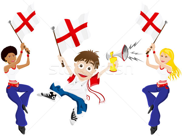 England Sport Fan with Flag and Horn Stock photo © gubh83