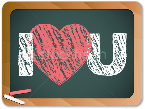Blackboard with I Love Heart You Message written with Chalk Stock photo © gubh83