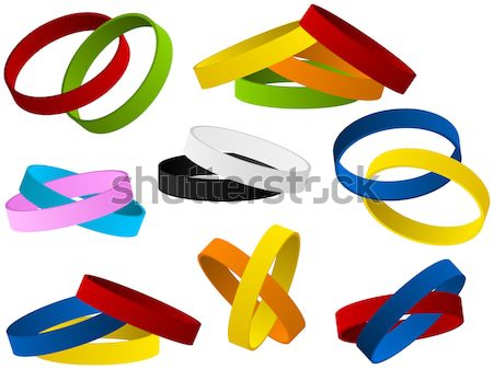 Stock photo: Gay Marriage Rainbow Rings and Bracelets