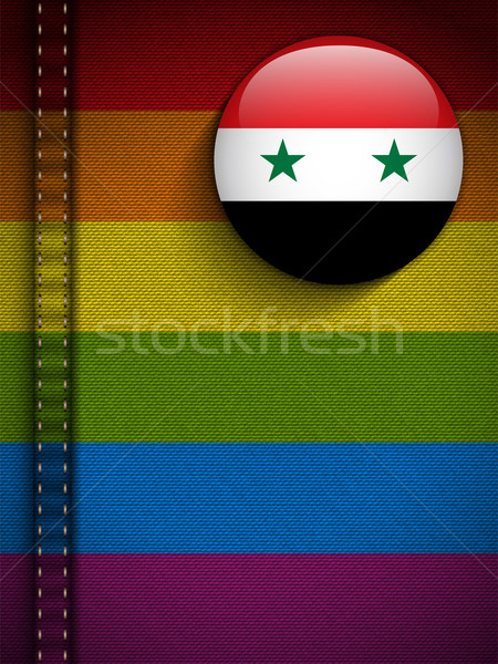 Gay Flag Button on Jeans Fabric Texture Syria Stock photo © gubh83