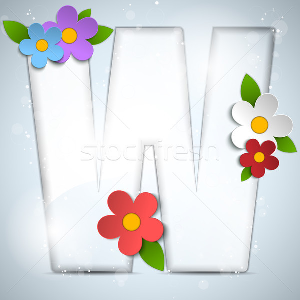Alfabet szkła wiosennych kwiatów wektora papieru charakter Zdjęcia stock © gubh83