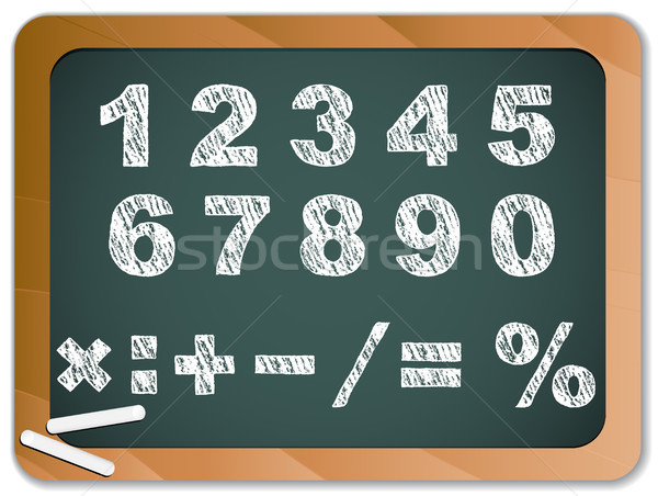 Stock photo: Chalk Numbers on Blackboard