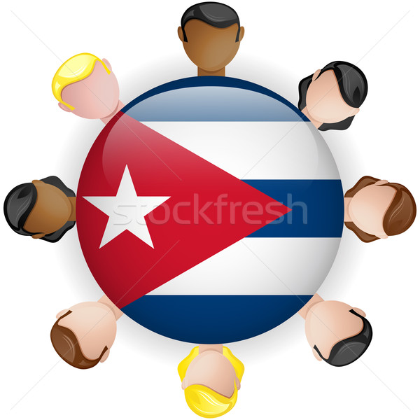 Cuba bandiera pulsante lavoro di squadra persone gruppo Foto d'archivio © gubh83