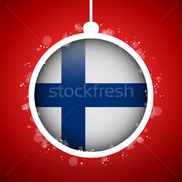 Merry Christmas Red Ball with Flag Finland Stock photo © gubh83