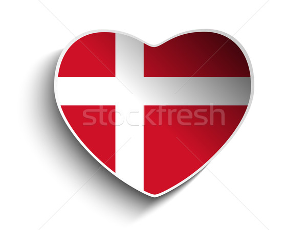 Stock photo: Denmark Flag Heart Paper Sticker