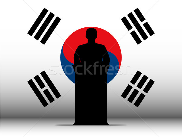 South Korea Speech Tribune Silhouette with Flag Background Stock photo © gubh83