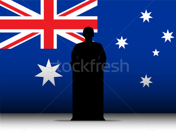 Australia Speech Tribune Silhouette with Flag Background Stock photo © gubh83
