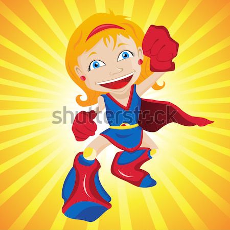 Super Woman Mother Cartoon with Yellow Background. Stock photo © gubh83