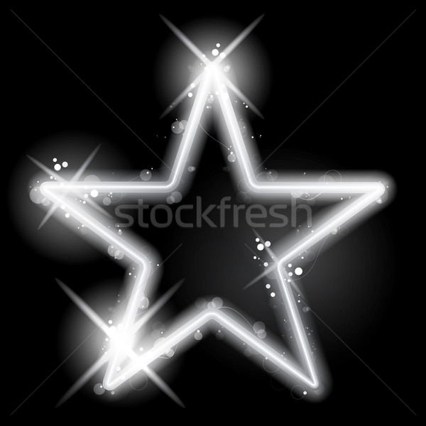 Silver Star Glowing on Black Background Christmas Stock photo © gubh83