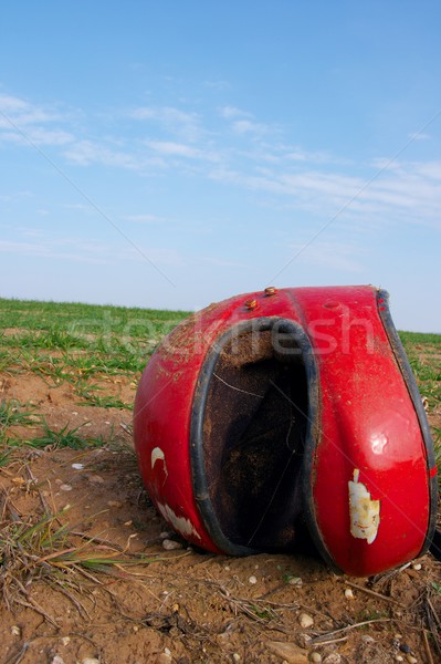 Helm gebroken Rood veiligheid fiets verkeer Stockfoto © Gudella