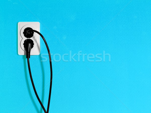 Elektrische Blauw muur huis home kabel Stockfoto © Gudella