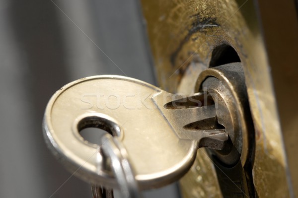 Sleutel slot veiligheid poort beveiligde Stockfoto © Gudella