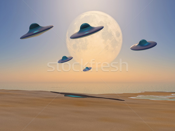 空間 飛行 海灘 望月 飛碟 外僑 商業照片 © guffoto