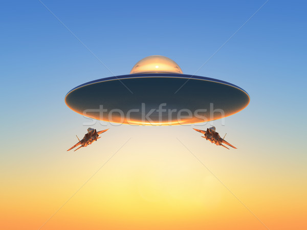 Foto stock: Ufo · vuelo · platillo · dos · luchador · espacio