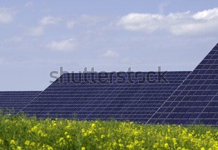 Stok fotoğraf: Güneş · panelleri · alan · mavi · güç · hücre · güneş