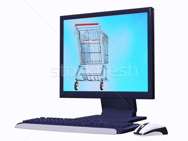 電子商務 電腦屏幕 購物車 主意 鼠標 商業照片 © guffoto