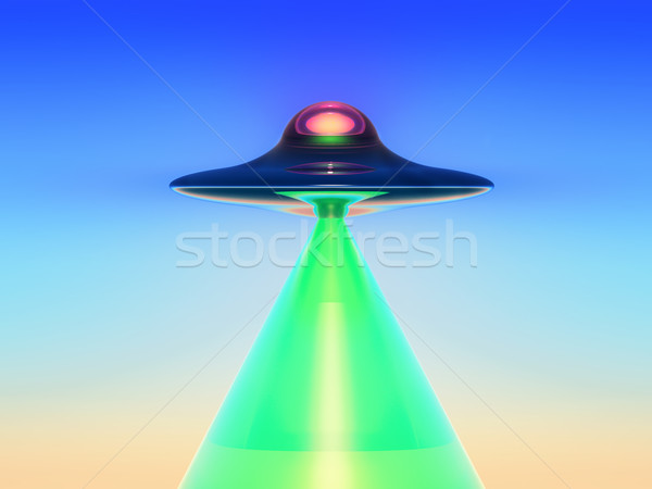 Groene science fiction illustratie vliegen schotel flash Stockfoto © guffoto