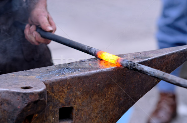 Stock foto: Schmied · Arbeit · Metall · arbeiten · rot · Arbeitnehmer