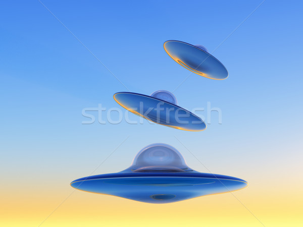 Ufo angreifen Science-Fiction Illustration Himmel Raum Stock foto © guffoto