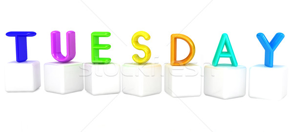 Colorful 3d letters 'Tuesday' on white cubes Stock photo © Guru3D