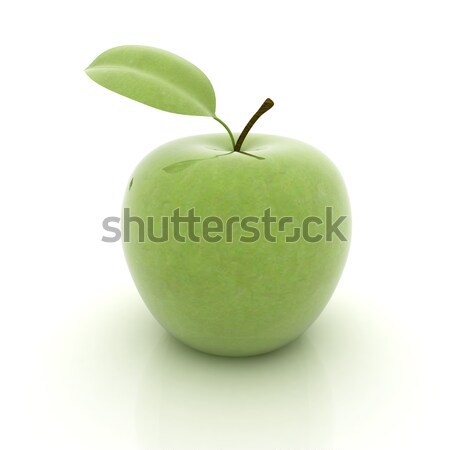 Stock foto: Apfel · Blatt · weiß · Essen · Obst · Hintergrund