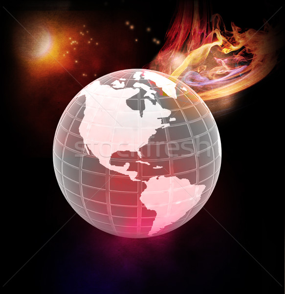 Absztrakt fények csillogás Föld tűz térkép Stock fotó © Guru3D