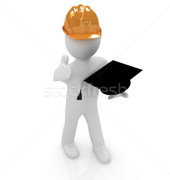 3d man in a hard hat with thumb up presents the best technical e Stock photo © Guru3D