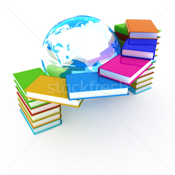 Coloré livres terre blanche livre monde [[stock_photo]] © Guru3D