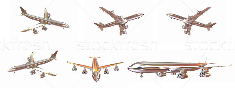 Zestaw samolot biały niebo tle podróży Zdjęcia stock © Guru3D