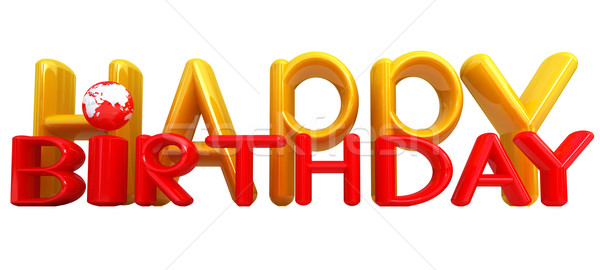 'Happy Birthday'3d colorful text with earth Stock photo © Guru3D