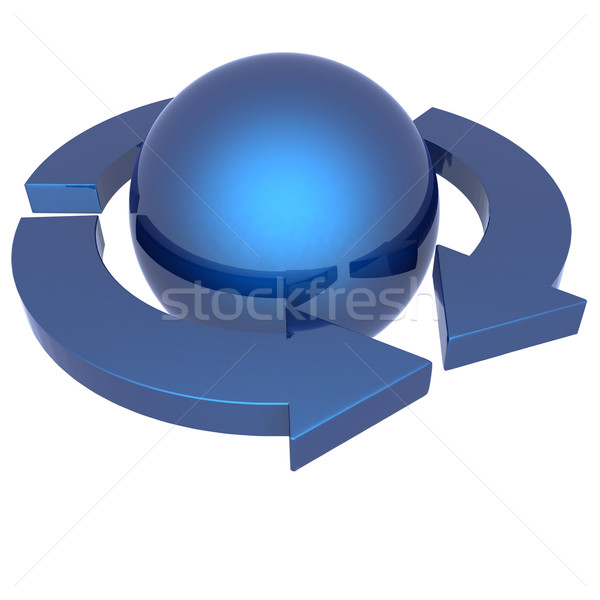 Foto stock: Resumen · azul · esfera · flechas · blanco · diseno