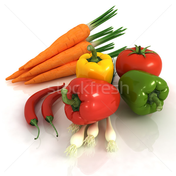 [[stock_photo]]: Légumes · frais · feuilles · vertes · blanche · feuille · fond · vert