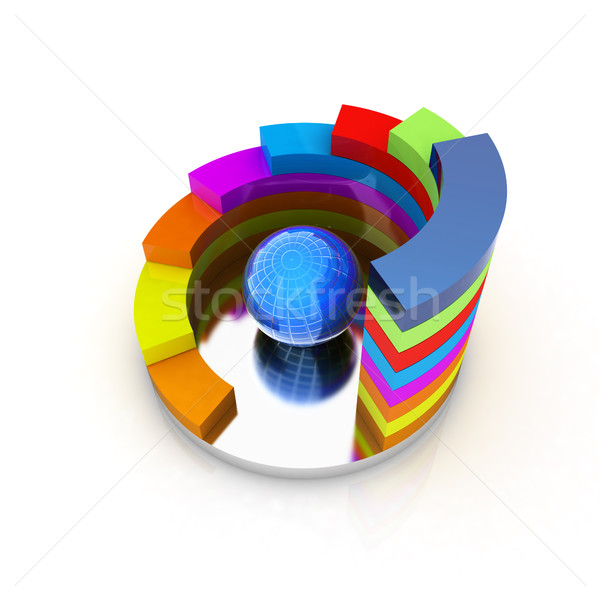 Abstract colorful structure with blue bal in the center  Stock photo © Guru3D