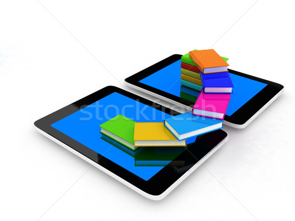 Táblagép színes igazi könyvek fehér könyv Stock fotó © Guru3D