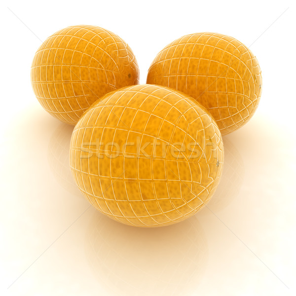 Glossy ripe oranges on white background Stock photo © Guru3D