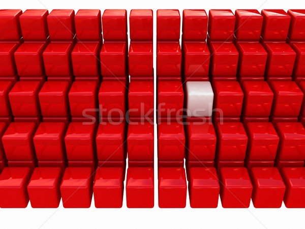 One individuality white cube among the red cubes Stock photo © Guru3D