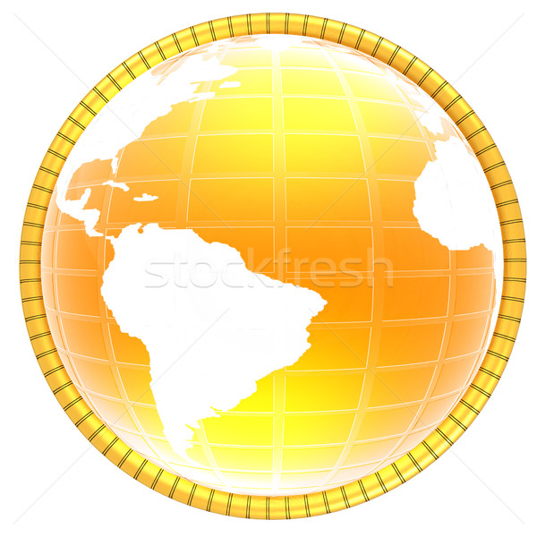 желтый 3D мира икона карта фон Сток-фото © Guru3D