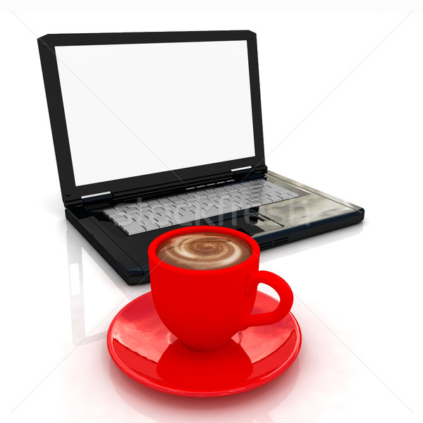3D Cup laptop bianco business lavoro Foto d'archivio © Guru3D