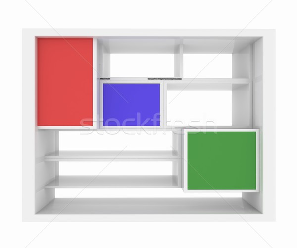 3D изолированный пусто красочный книжная полка белый Сток-фото © Guru3D