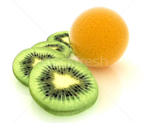 Tranches kiwi orange blanche verre santé [[stock_photo]] © Guru3D