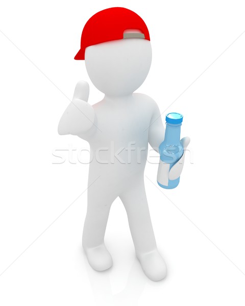 3D Mann Wasserflasche sauber blau Wasser weiß Stock foto © Guru3D