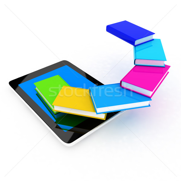 Táblagép színes igazi könyvek fehér könyv Stock fotó © Guru3D