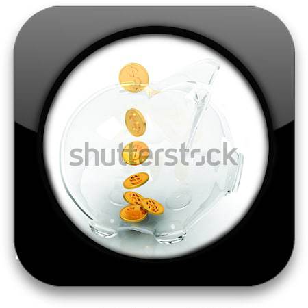 Glas spaarvarken vallen munten witte geld Stockfoto © Guru3D