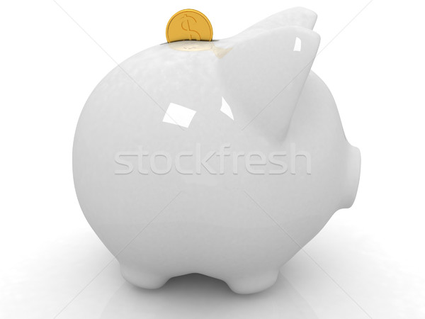 Stockfoto: Glas · spaarvarken · vallen · munten · witte · geld