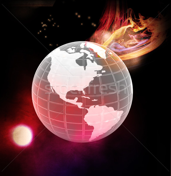 Absztrakt fények csillogás Föld tűz térkép Stock fotó © Guru3D